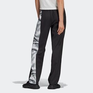 ADIDAS Black Track Pants with White Stripes and Pattern